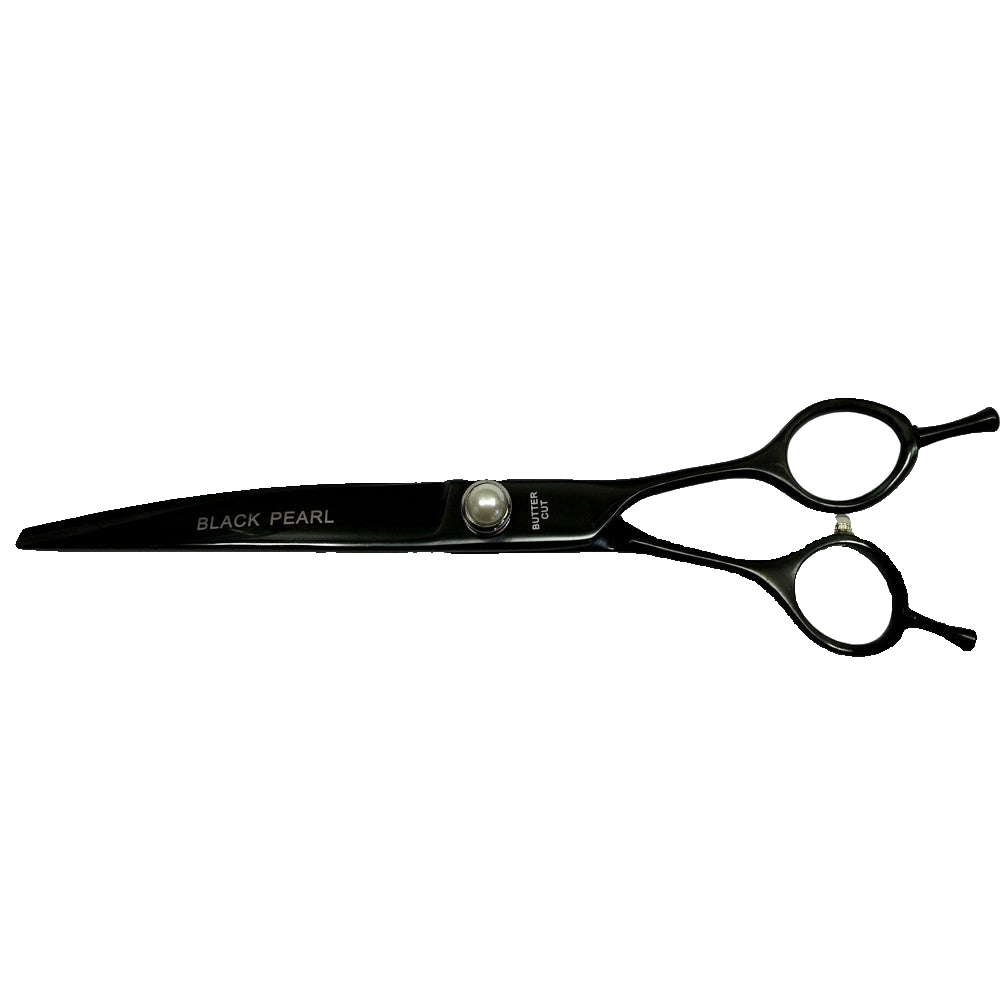 black-pearl-8-5-curved-even-handle-shear-for-dog-grooming-by-geib